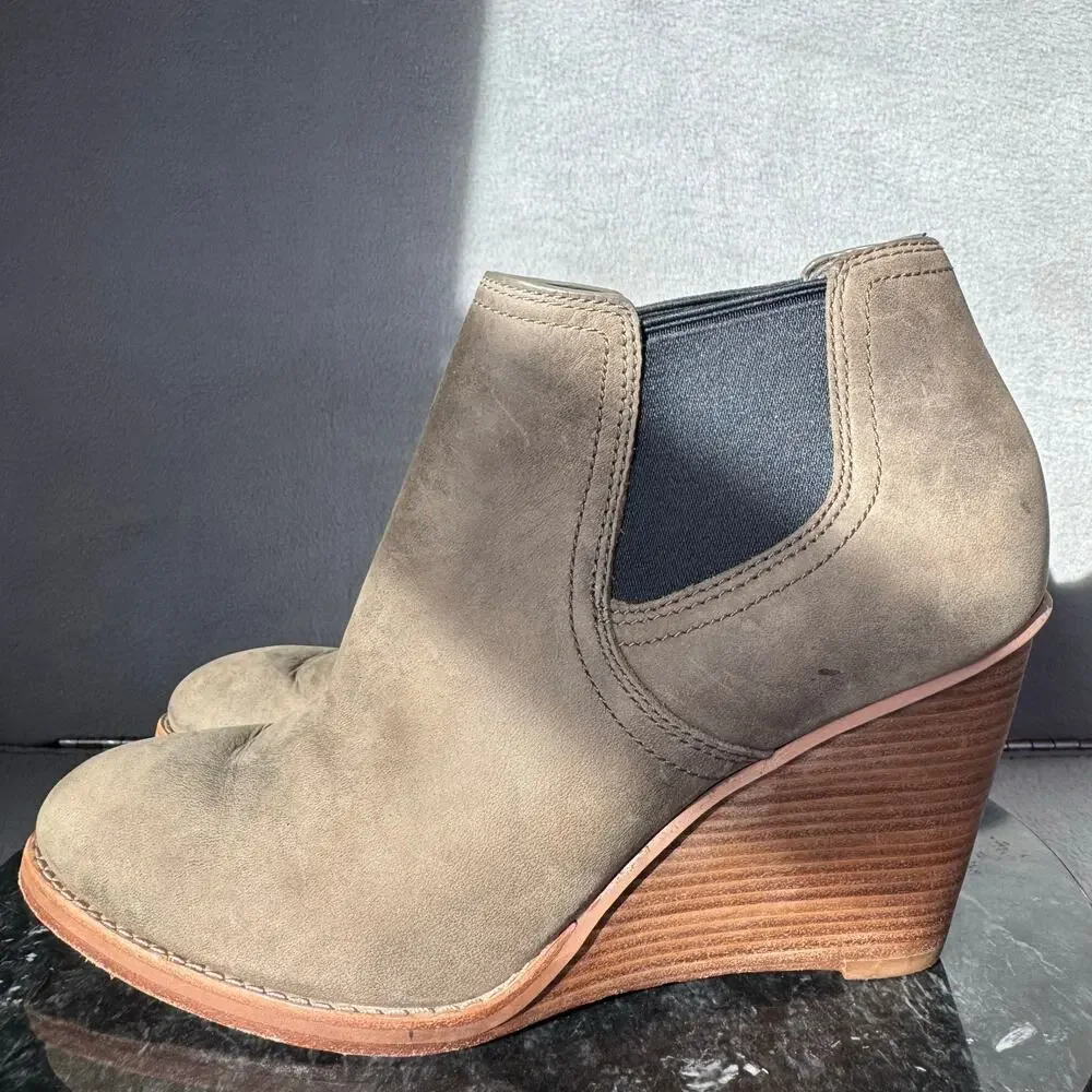 Cole Haan Balthasar Nubuck Wedge Heel Bootie In Greystone Women’s‎ Size 8.5B US